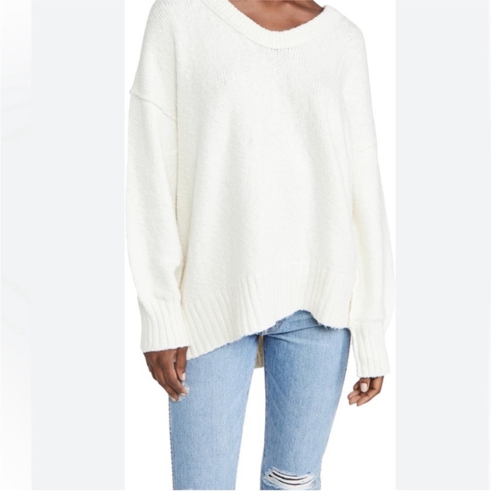 Free People Women's Blue Bell V Neck Sweater, Ivory, size S/P - Picture 8 of 8